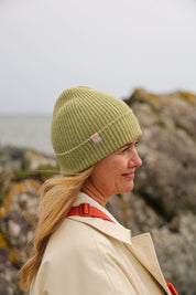 Malin Cashmere + Merino Mix Ribbed Beanie - Pistachio Green