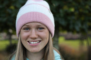 Rue Wool Mix Stripe Beanie - Peony Pink