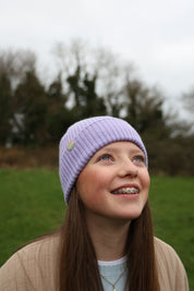 Malin Violet Cashmere + Merino Mix Ribbed Beanie