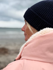 Malin Navy Cashmere + Merino Mix Ribbed Beanie