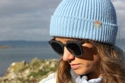 Malin Cashmere + Merino Mix Ribbed Beanie - Sky Blue